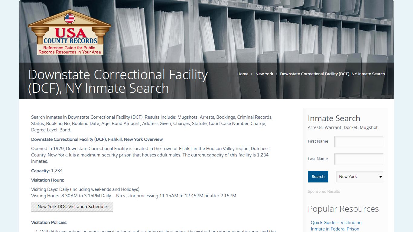 Downstate Correctional Facility (DCF), NY Inmate Search